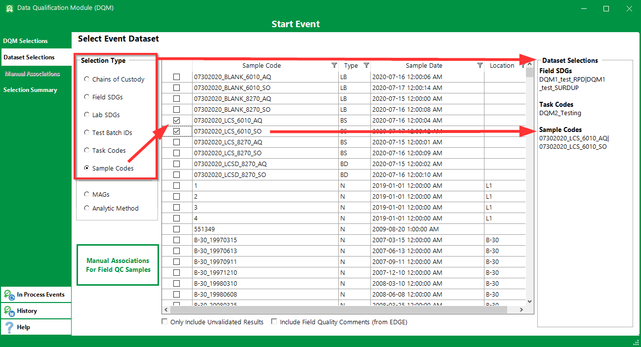 DQM_Start-Event-QAPP-Data-Selections